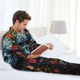 thumbnail image 6 of Fotbe Butterfly Flower Skull A Pattern Long Sleeve Pajama Set for Men,Sleepwear Set,2-piece Loungewear Set,Soft PJs Comfy Nightwear with Pockets-XX-Large, 6 of 7