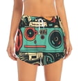 thumbnail image 2 of Daiia Retro Pop Art Collage Pattern Women's 2 in 1 Running Shorts - Lightweight Athletic Workout Gym Yoga Shorts Liner with Phone Pockets-XX-Large, 2 of 7