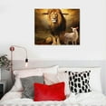 thumbnail image 4 of GOSMITH  Canvas Wall Art Lion, Lamb And Cross Canvas Print Artwork Christian Faith Cross Wall Art Paintings Framed Ready to Hang for Living Room Dinning Room Bedroom Bathroom Home Decor, 4 of 4