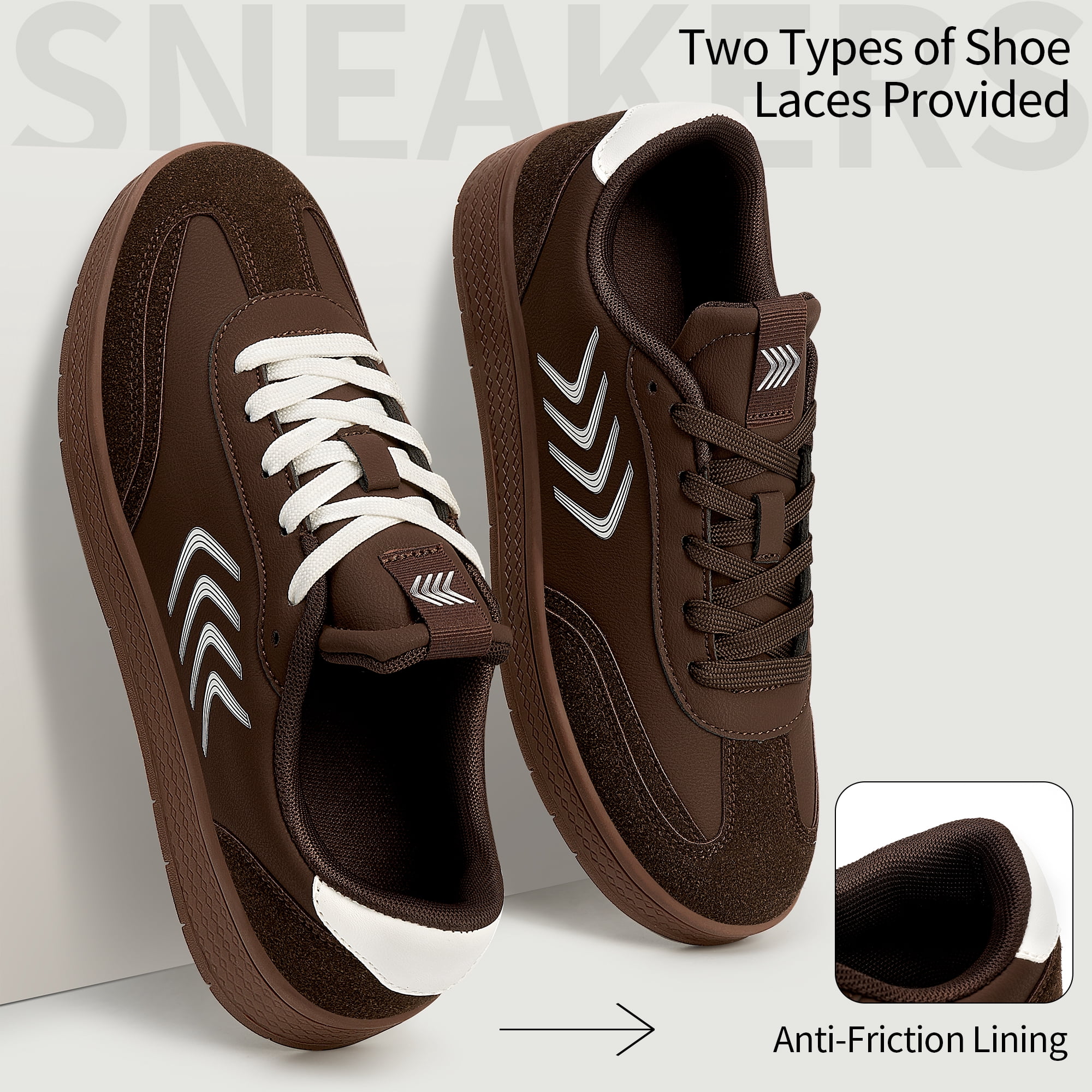 Ecetana Womens Walking Shoes PU Leather Low Top Tennis Shoes Non-Slip Casual Sneakers for Women