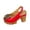 Red, variant on Womens Open Toe Ankle Strap Chunky High Heels Sandals, Solid Color Casual Shoe Summer Lightweight Platform Fashion Sandal Red 8.5(41)