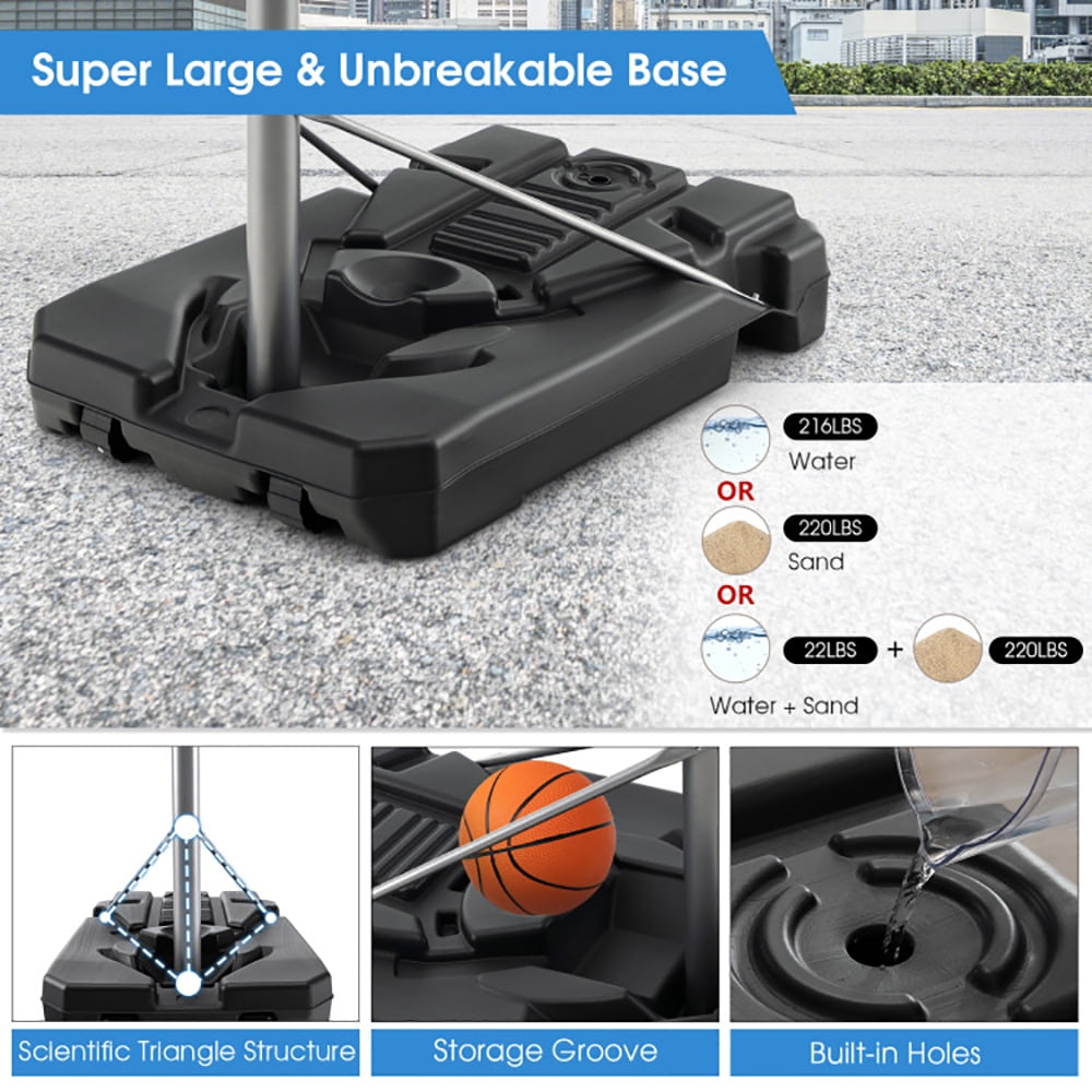 Yardi Yard Basketball Hoop with 5.4-6.6FT Adjustable Height and 50" Backboard-Black, Toddler Basketball Set