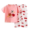 thumbnail image 2 of DAETIROS Girls Cotton PJS Set 100% Soft Cherry Bear Print Short Sleeve Top & Capri Pants for, Multicolor, Sizes 80-140,Size 1-2T, 2 of 5