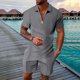 thumbnail image 1 of WILLBEST Traje Corto para Hombre, Dos Trajes para Hombre, Camisa y Pantalones Cortos de Color Liso con Cremallera En La Parte Superior., 1 of 4