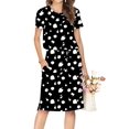 thumbnail image 1 of Vestido casual Simier Fariry de verano de manga corta para mujer, blanco y negro, 1 of 3