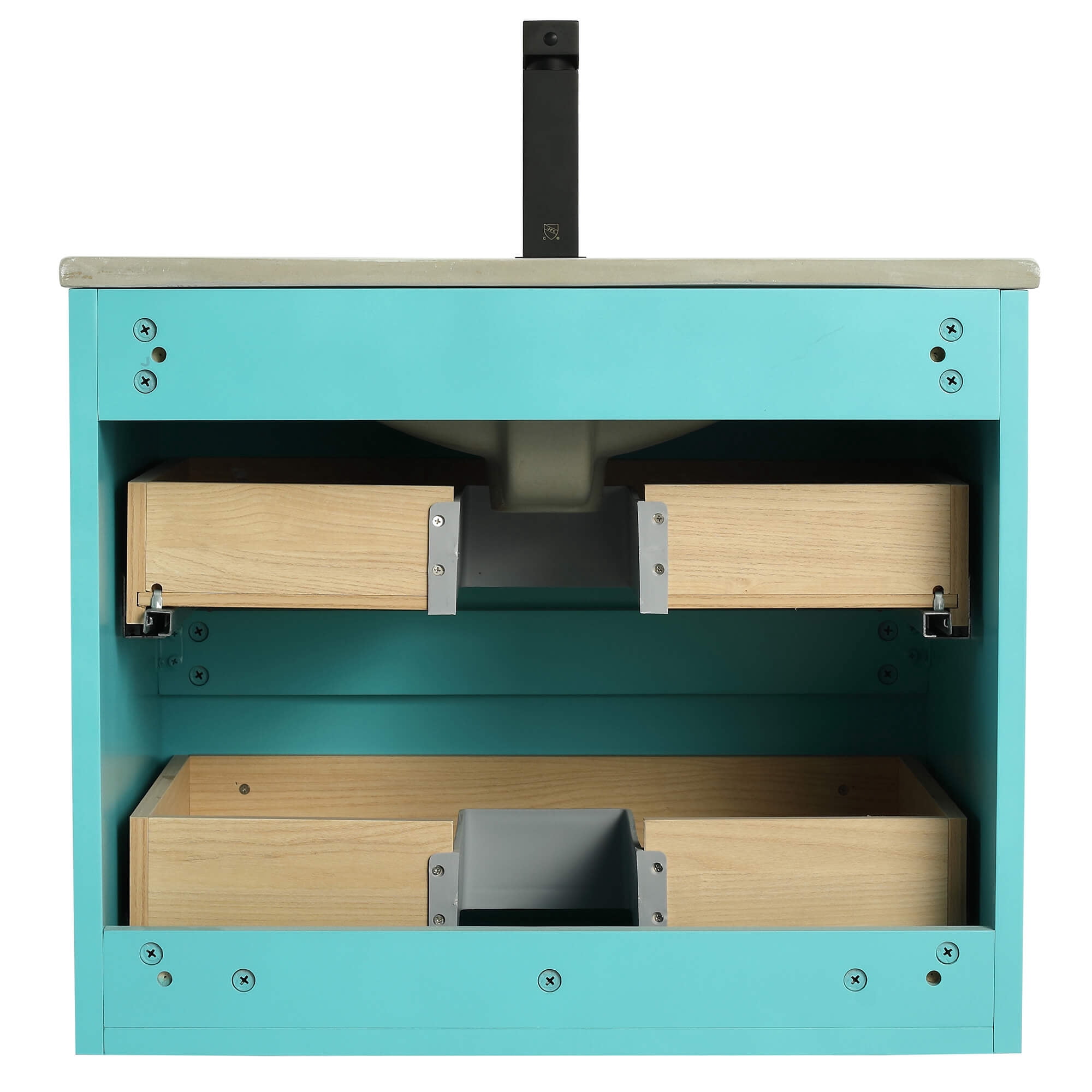 Citiscape Modern Bathroom Vanity with Textured Drawer Fronts 24" Wide - Tiffany Blue - Sink Included