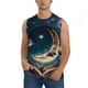 thumbnail image 1 of Balery Artistic Starry Sky Moon Book Camisetas sin mangas para hombre, absorbe la humedad y protege contra el mal olor.-Medium, 1 of 7