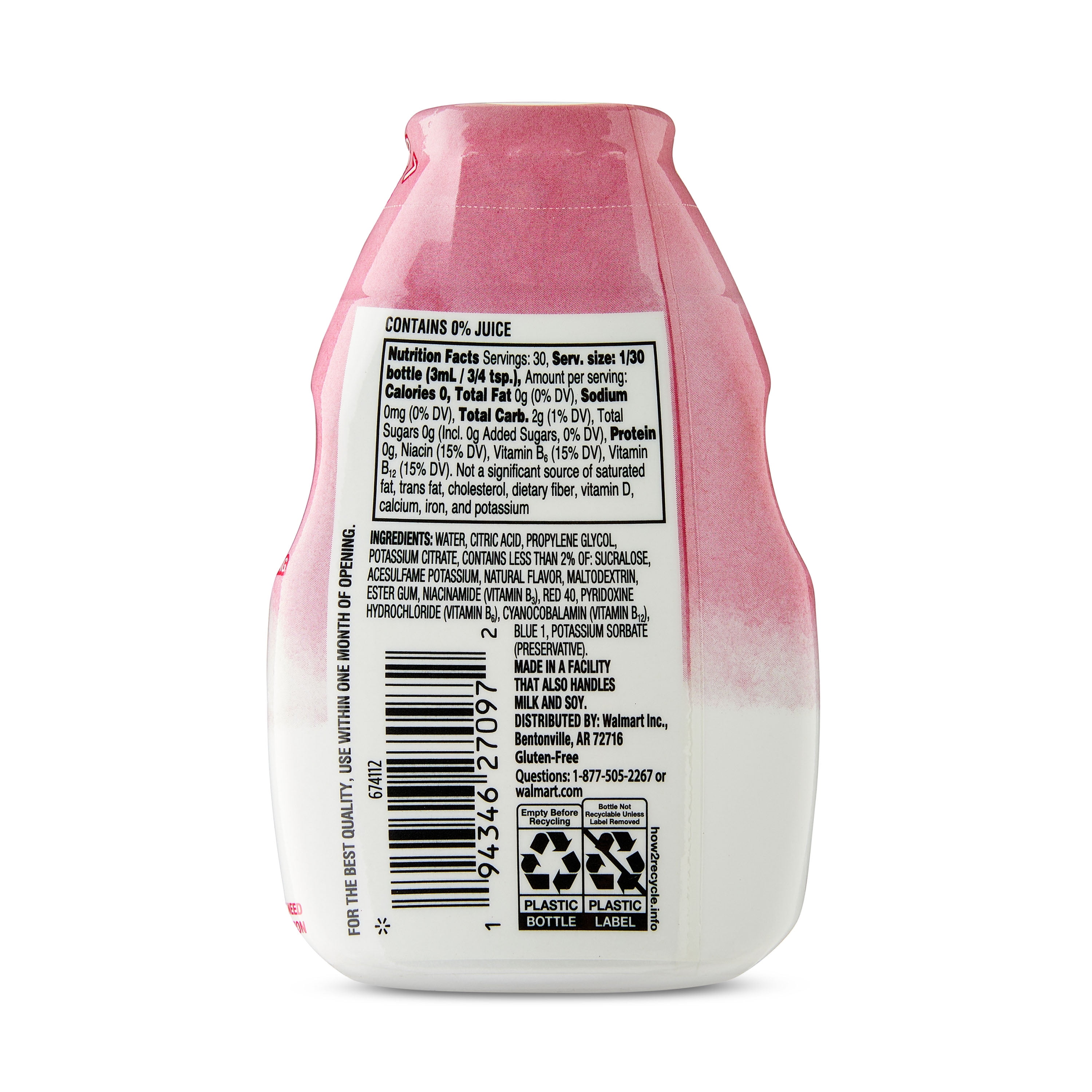Great Value Raspberry Lemonade Liquid Drink Enhancer, 3.11 fl oz