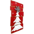 thumbnail image 2 of Christmas Tree Wooden Decor Rustic Wall Door Glittery Decoration Indoor Outdoor 15.5" x 9.5" Red & White, 2 of 7