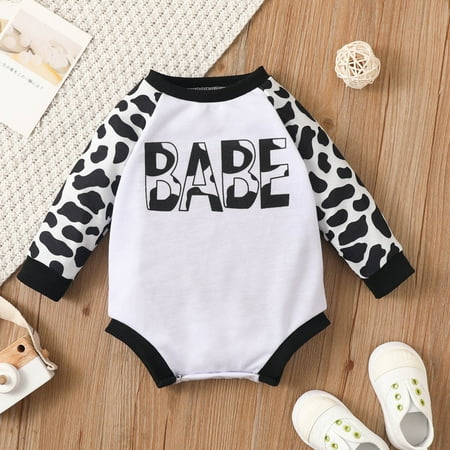 

NIUREDLTD Baby Girls Boys Patchwork Letter Print Autumn Long Sleeve Romper Bodysuit Clothes