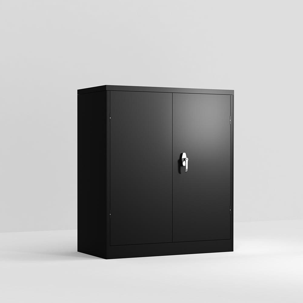 Kepooman 3 Shelf Steel Storage Cabinet, Metal Storage Cabinet with 2 Adjustable Shelves and Lockable Doors for Office or Home, Black Kepooman 3 Shelf Steel Storage Cabinet, Metal Storage Cabinet with 2 Adjustable Shelves and Lockable Doors for Office or Home, Black