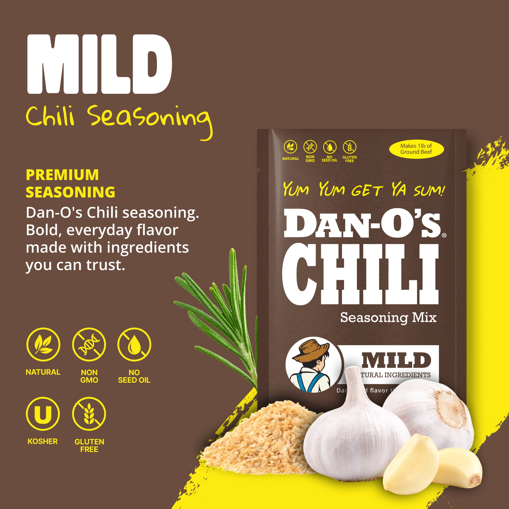 Dan-O's Mild Chili Seasoning 1.25 oz - Perfect for Enhancing Chili, Soups, and One-Pot Meals