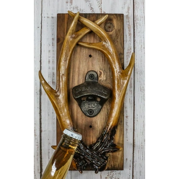 Ebros Rustic Western Stag Deer Antlers Bottle Cap Cast Metal Opener 10.75" High