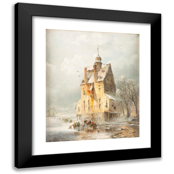 Carl Hilgers 12x14 Black Modern Framed Museum Art Print Titled - Mansion ‘Quadenhof’ at Gerresheim (1874)