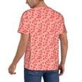 thumbnail image 2 of Zufioo Red Pretty Flowers Print Men's Baseball Short Sleeve, Moisture Wicking Button-Down Hip Hop Tee-Small, 2 of 7