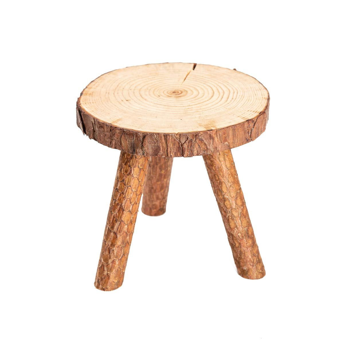 Asian Home Rustic Tree Trunk Slices Wood Three Legged Plant Stand, Vase