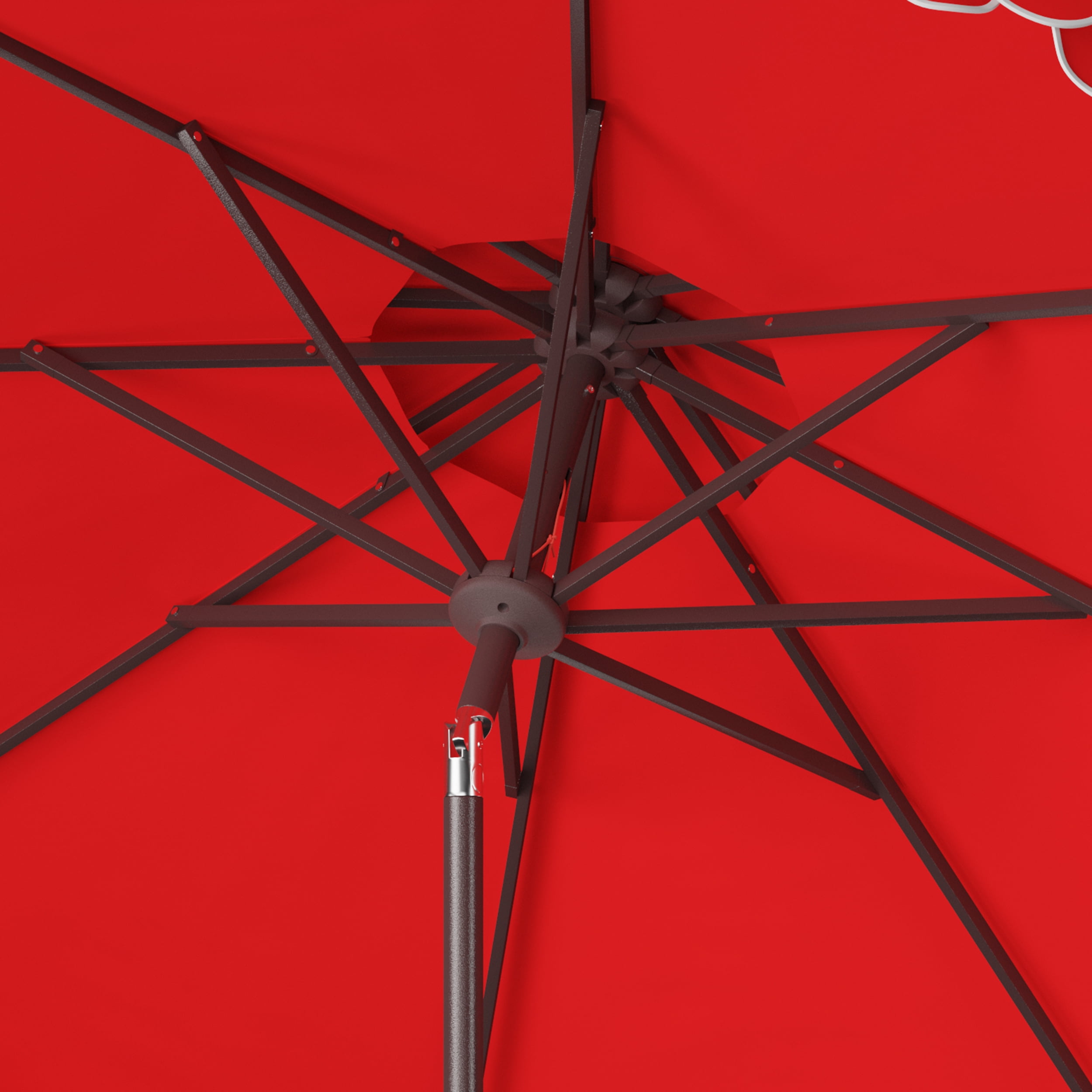 SAFAVIEH Elegant 9' Market Crank Double Top Patio Umbrella, Red