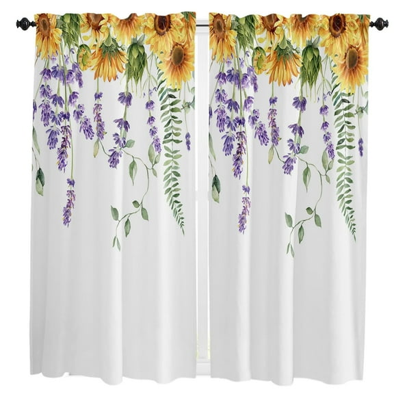 Summer Flowers Eucalyptus Lavender Curtain Home Decoration Living Room Short Curtains Window Treatments For Kitchen Bedroom