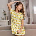 thumbnail image 3 of Yiaed yellow argyle Print Women's Loose-Fit Short Sleeve Nightgown, Soft and Comfortable Sleep Dress for Relaxation and Sleepwear, 3 of 6