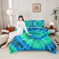 thumbnail image 4 of Homewish Colorful Tie-Dye Bedding Comforter Set,Modern Graffiti Artistic Twin Comforter Sets,Green Blue Bedding Set For Adults,Luxury Bedroom Decor Reversible,2pcs, 4 of 8