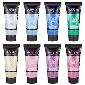 AUREUO Galaxy Glitter Acrylic Paint Set, 8 Sparkle Colors