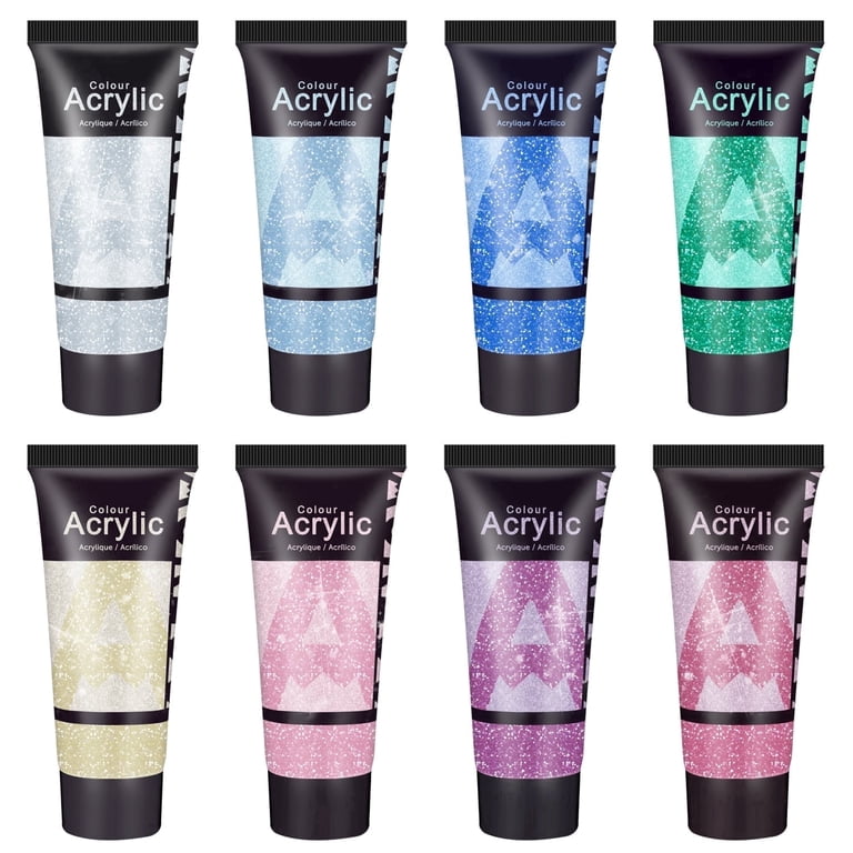 AUREUO Galaxy Glitter Acrylic Paint Set, 8 Sparkle Colors photo 1