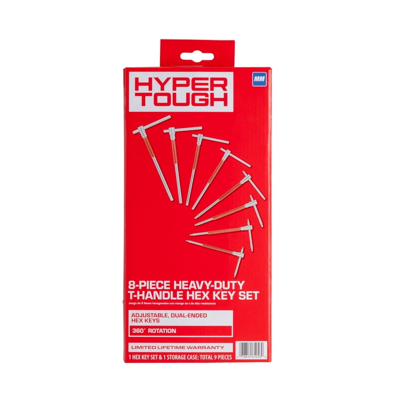 Hyper Tough Heavy-Duty T-Handle Hex Key Set, 8 Pieces - Walmart.com