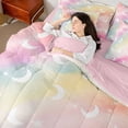 thumbnail image 4 of jejeloiu Watercolor Cartoon Nebula 7-Piece Bedding Comforter Set,Kawaii Moon Stars Print King Bedding Sets For Girl Reversible, 4 of 8