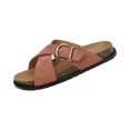 thumbnail image 3 of LTTVQM Womens Slide Sandals Arch Support Platform Open Toe Cork Footbed Flat Sandals Non-Slip Comfortable Adjustable Buckle Slippers for Daily Walking Pink 38(US-7), 3 of 5