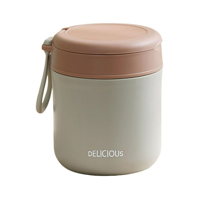 Taza para sopa con tapa y cuchara plegable, recipiente para almuerzo, frasco de boca ancha con aislamiento al vacío, recipiente para sopa para viajes escolares. Verde