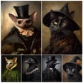 thumbnail image 2 of Retrato de fantasía Victoriano de cuervo, Murciélago y gato, arte de pared, impresión en lienzo, estética gótica Witchy, póster, decoración del hogar, sin marco, 2 of 4