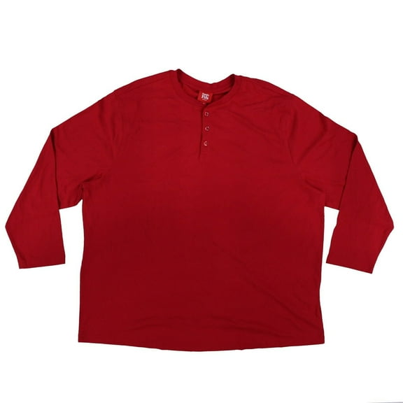 Family Pjs Mens Big & Tall Pajama Shirt Long Sleeve Button Crew Neck Red 1Xb New