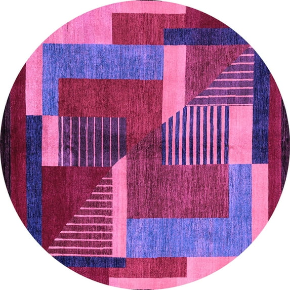 Ahgly Company Indoor Round Oriental Purple Modern Area Rugs, 4' Round