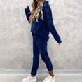 thumbnail image 6 of Velvet Outfits for Women Pullover Hoodie Jogger Pants Set Drawstring Soft Warm Streetwear Tracksuit Outfits Daily Wear Navy XXL, 6 of 7