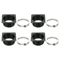 Uxcell 3" Duct Connector Flange 4 Pcs Dryer Vent Wall Plate Square to Round with Clamp for Air Cooling Ventilation Black