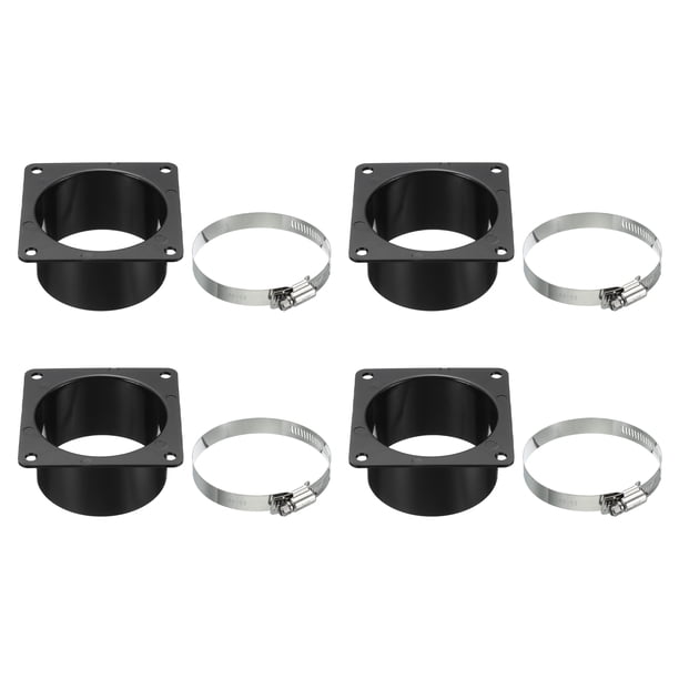 Brida de conector de conducto Uxcell de 3" 4 Pcs Placa de pared de ventilación cuadrada a redonda con abrazadera para ventilación de aire negra