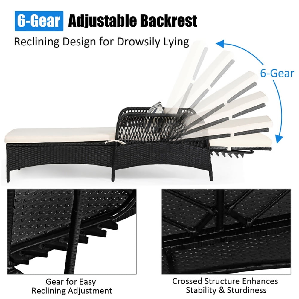 Aimee Lii PE Rattan Chaise Lounge Chair Arm Chair Recliner Adjustable with Pillow, Patio Loungers Aimee Lii PE Rattan Chaise Lounge Chair Arm Chair Recliner Adjustable with Pillow, Patio Loungers