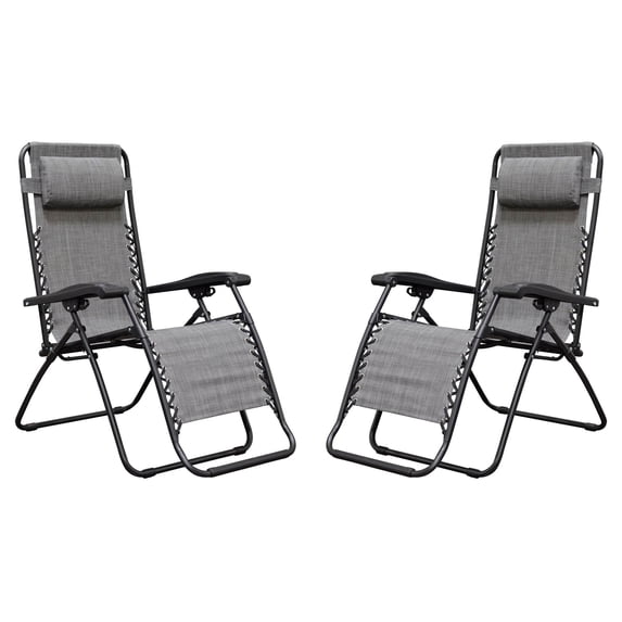 Open Box Caravan Canopy Infinity Zero Gravity Steel Frame Patio Deck Chair, Grey (Pair)
