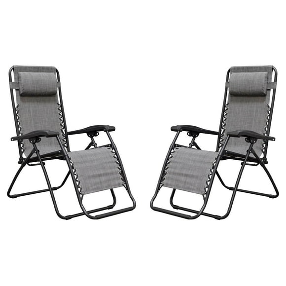 Caravan Canopy Infinity Zero Gravity Steel Frame Patio Deck Chair, Grey (Pair)