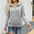 thumbnail image 3 of Vedolay Sweater Womens Crewneck Oversized Knit Warm Side Slit Pullover Sweater,Gray L, 3 of 4