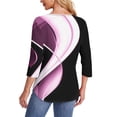 thumbnail image 4 of Purple Women's Long Sleeve T-shirt, Womens 3/4 Length Sleeve Tops Casual Summer Pleated Front T Shirts Round Neck Business Work Tunic Blouses,Women's Long sleeve T-shirt L, 4 of 6