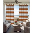 thumbnail image 4 of Burnt Orange Grey Stripe Blackout Curtains, Light Blocking Print Window Curtains, Minimalist Farmhouse Striped Thermal Insulated Window Drapes for Living Room Kitchen Cafe 2 Panels, 104"W x 52"L, 4 of 9