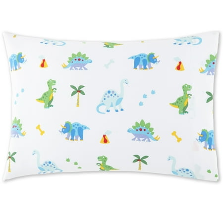 Wildkin Kids 100% Cotton Hypoallergenic Toddler Pillowcase for Boys and Girls – 13.5 x 19 Inches (Dinosaur Land Blue)