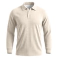 thumbnail image 3 of Sewkxo Men’s Casual Polo Shirt Long Sleeve waffle Button Collared Polo Knit Stretchy Golf Pullover Sweaters,Beige 5XL, 3 of 5
