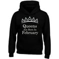 thumbnail image 2 of Tiara Women Queens Are Born In February Printed Hoodie Birthday Gift Sweatshirt Soft and Comfy Hoodie, Lightweight Hoodie Color Black Small, 2 of 3