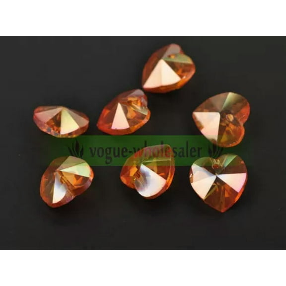 U8MO 10pcs 14mm Czech Crystal Glass Faceted Heart Loose Crafts Beads Pendants lot-4# Wine Red-10pcs