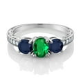 thumbnail image 2 of Gem Stone King 1.92 Ct Oval Green Nano Emerald Blue Sapphire 925 Sterling Silver Moissanite Ring (Size 8), 2 of 4