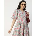 thumbnail image 5 of Moomaya Short Sleeves V Neck Cotton Dress - Women's Stylish Fit And Flare Dress, 5 of 9