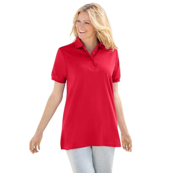 Woman Within Plus Size Elbow-Sleeve Polo Tunic