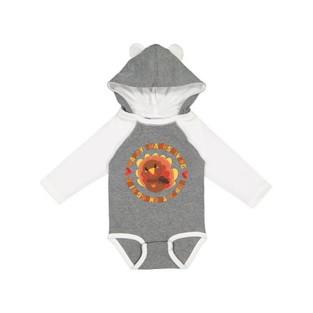 

Inktastic Happy Thanksgiving with Cute Turkey Gift Baby Boy or Baby Girl Long Sleeve Bodysuit
